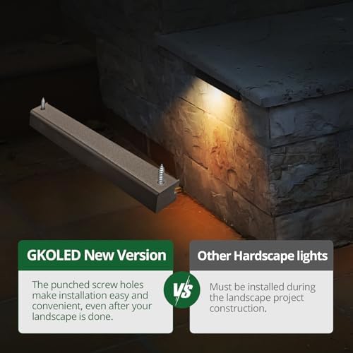 GKOLED 6.8 Inches LED Hardscape Lights, Low Voltage Retaining Wall Light Waterproof, 12V AC/DC Landscape Lighting, 1.5W 2700K, Classic Step Lights Outdoor, Die-cast Aluminum Housing (Pack of 3) - Image 7