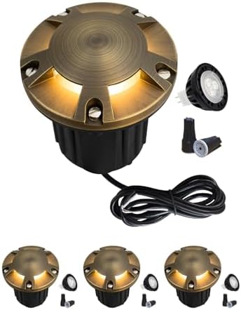 MALORY Low Voltage Landscape Well Lights,（φ126 mm Brass Top Cover 4Pack by MALORY