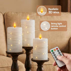 Amagic Real Wax Flameless Candles with Embedded String Lights 3 Pcs. White - Image 3