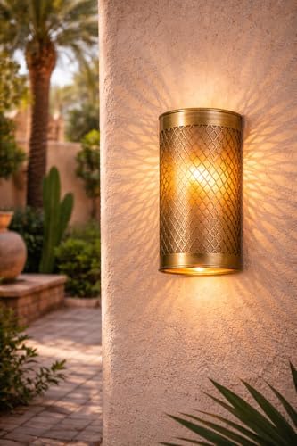 Moroccan Brass Wall Lamp Sconce Home Decor, Handmade Lighting Copper Metal Lights Turkish Lamp, Ramadan Candle Lantern, Candle Holder, Indoor Outdoor, Patio, Porch, Shelf, Garden (Prism) - Image 7