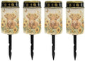 Poceacles Solar Lights Outdoor Waterproof Grave Lights for Cemetery LED Flameless Candle Cemetery Solar Pillar Candles Outdoor Decor, Highland Cow Sunflower Butterfly, Set of 4 by Poceacles