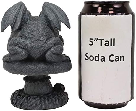 Ebros Gothic Horned Toad Frog Gargoyle with Wings Crouching On Toadstool Mushroom Figurine Mythical Fantasy Decor of Gargoyles Statue 5" Tall for Medieval Renaissance Castles and Cathedrals Fans - Image 5