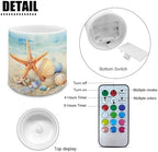 4 Pcs Coastal Flameless Candles Bulk with Remote Battery Operated Pillar Candles with Timer Painting Starfish Shell LED Tea Lights for Beach Theme Home Bathroom Bedroom Decorations - Image 2