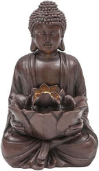 AUTODAYA 18.9" H Buddha Statue Outdoor Water Fountain with Warm LED Lights - Image 4