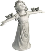 Design Toscano Basking in Glory Little Girl with Birds Outdoor Garden Statue, Small, 12 inches Tall, Cast Stone Resin, Two Tone Stone Finish - Image 4