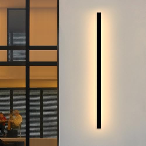 Modern Outdoor Wall Lights - 70.8inch Black Exterior Light Fixtures Wall, Porch Lights Outdoor Wall Sconce, Patio Long Strip Wall Light Fixtur Outside for Garage, House by NIUZDU
