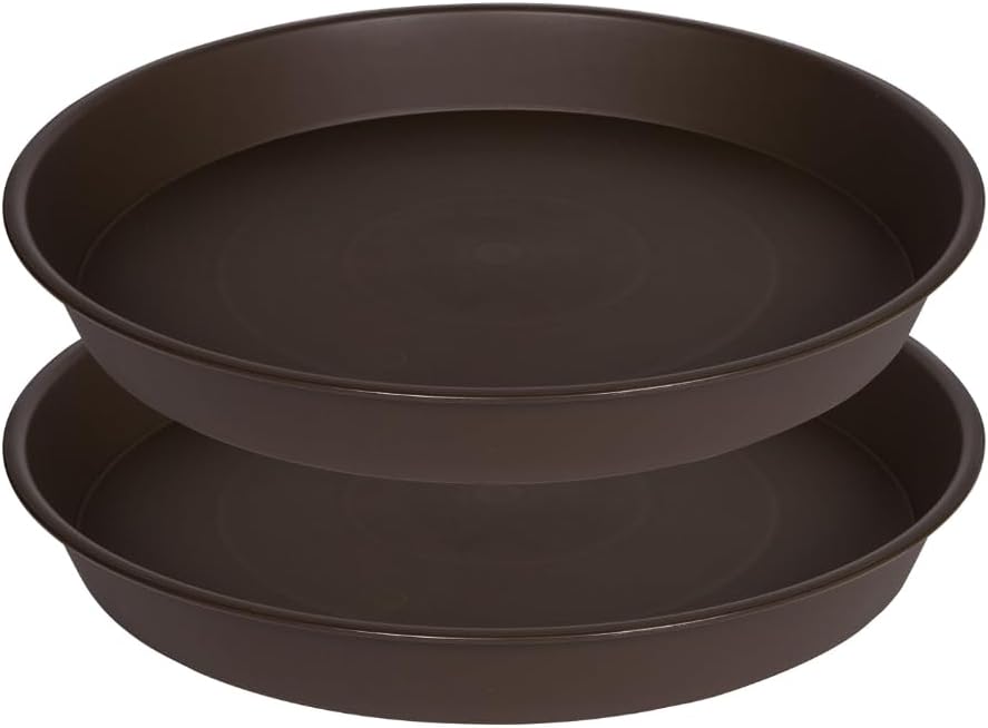 2 Pack Bird Bath Bowl 16", 2.3" Depth, 16 17 inch Plastic Extra Large Birdbath Bowl Only for Outdoor Garden, Ground Bird Bath, Bird Bath Tray, Bird Feeders (17", Brown) by Bleuhome