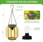 Solar Lanterns, Upgraded Metal Outdoor Lights, Brighter Hanging Solar Lights for Outside Waterproof, Auto On/Off Warm White Lighting for Yard, Garden, Patio, Pathway Decor (Bronze, 2 Pack) - Image 2
