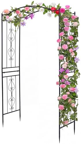 Giantex Metal Garden Arbor, 7.5 FT Arch Trellis with Ground Stakes by Giantex