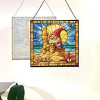 Beach Day Gnome Stained Glass Suncatcher – Square Hanging Window Panel for Home or Greenhouse – Whimsical Glass Art Gift for Garden Lovers, Christmas, Halloween, Father Days G18PX1 - Image 4