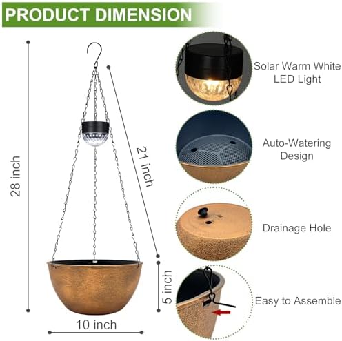 BAYN 2 Packs Solar Hanging Basket Planters for Plants Outdoor - Image 3
