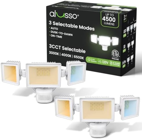 ALUSSO Motion Sensor Outdoor Lights, 40W 4500LM Flood Lights Outdoor 120V by ALUSSO