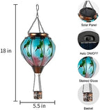 Larekook Hummingbird Hot Air Balloon Solar Lantern Outdoor Waterproof,Glass Garden Decor,Solar Hot Air Balloon Lantern with Flame Flickering Light for Yard Patio Lawn,Hummingbird Gifts for Women Mom - Image 4