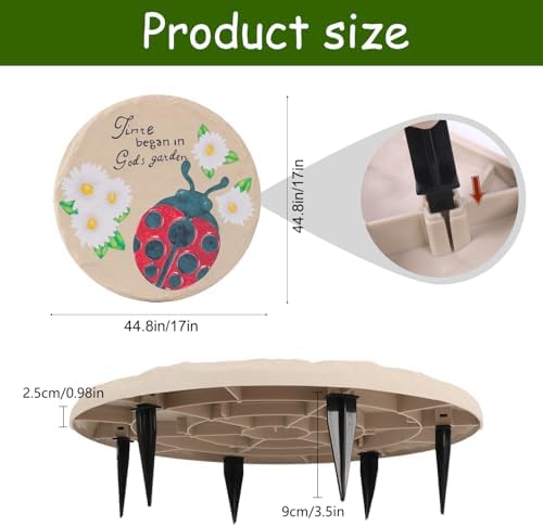 4Pcs Round Sunflower Stepping Stone Outdoor Garden Walkway, Durable Plastic Pavers for Patio, Pathway, and Landscaping, Weatherproof Stepping Stones with Ground Stakes (Round Butterfly) - Image 2