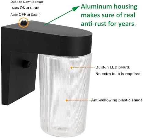 LIT-PaTH Outdoor Wall Light Fixture, Aluminum, LED 5000K, Black, 2 Pack - Image 2