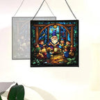 Gnome Storyteller Stained Glass Suncatcher – Square Hanging Window Panel for Home, Garden, Nursery, Halloween, Christmas, Memorial Day – Whimsical Glass Art Gift for Gnome Lovers 0fy5t1 - Image 4