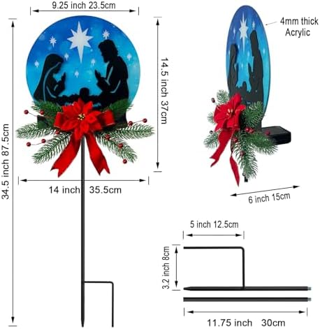WAIU Solar Powered Nativity Scene Garden Stake, Waterproof Outdoor Christmas Patio Decor - Image 6