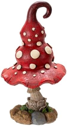 Pacific Giftware Red Mushroom Garden Statue with Curved Cap and Raised White Dots Resin Decor for Fairy Pathways or Enchanted Forest-Themed Displays 9.45" Tall - Image 2