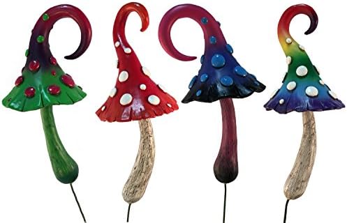GlitZGlam Magical Miniature Mushroom Collection - 4 Fairy Garden Beautiful Miniature Mushrooms Included. A Gnome- Fairy Garden Accessory by GlitZGlam
