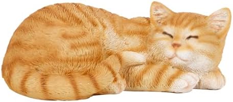 Elenon Cat Garden Statue Decorative for Yard, Orange Tabby Sleeping Cat Figurines Home Lawn Decor, Patio Kitten Tuxedo Statues Pets Memorial Ornament for Cat Lovers by ELENONSTATUE