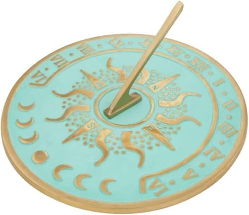 Solstice NESW Summer Vibes Sun Clock Sundial Blue Verdigris Finish 10" Dia Vintage Sun Dial Garden or Lawn Clock Compass Round Patio Outdoor Compass Sundials for Yards by Unknown