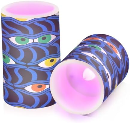 Mistery Eyes Hallowe Flameless Candles with Remote Control Candles with Timer Waterproof Electronic Lights Glitter Led for Night Battery Operated Pillar 2-Piecing Set - Image 2