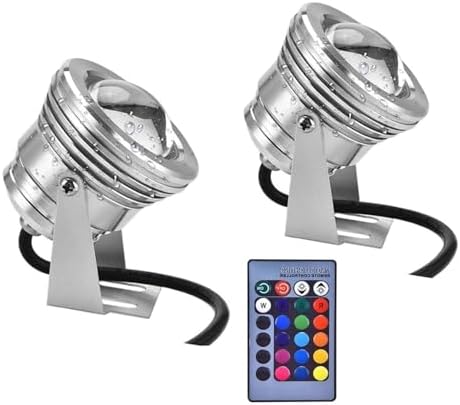2 Pcs Submersible Fountain Lights - 10W Outdoor Pool Light, RGB Aquarium Lighting, with Remote Control Spotlight, IP68 Waterproof Underwater Pond Lamp, Landscape Light,(10W(220V)) by Unknown