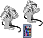 2 Pcs Submersible Fountain Lights - 10W Outdoor Pool Light, RGB Aquarium Lighting, with Remote Control Spotlight, IP68 Waterproof Underwater Pond Lamp, Landscape Light,(10W(220V)) by Unknown