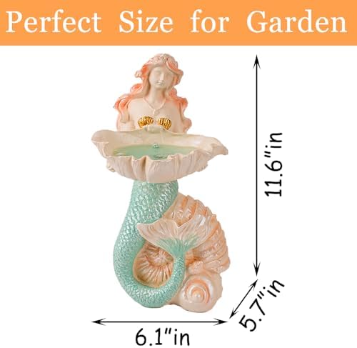 Teaeeno Outdoor Mermaid Decor Garden Statues with Solar Lights,Art Mermaid Figurine,Mermaid Decor for Home,Solar Lawn Ornament,Animal Solar Outdoor Decor - Image 2
