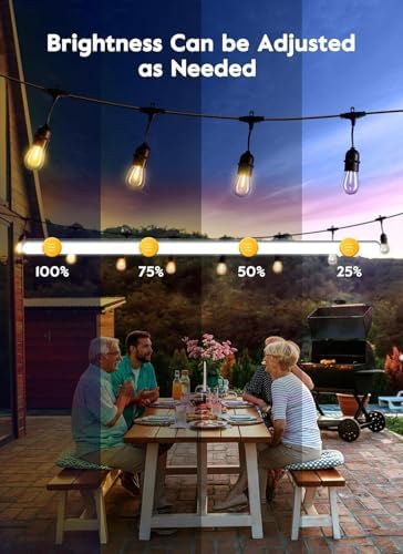 Brightown Outdoor String Lights, 112FT 35 Bulbs Shatterproof Patio Lights with Remote, IP65 Waterproof Dimmable Hanging Connectable LED Outdoor Lights for Backyard, Bistro, Porch, Deck, Balcony - Image 4