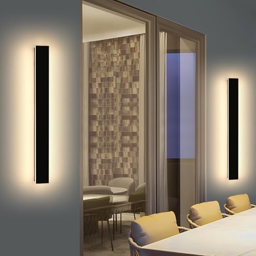 2 Pack 47.2inch Long Linear Outdoor Wall Light, 3000K Warm White Modern Wall Mounted Sconce, IP65 Waterproof, 42W, Black Exterior Lighting Fixture for Garage, Patio, Porch, Garden - Image 6