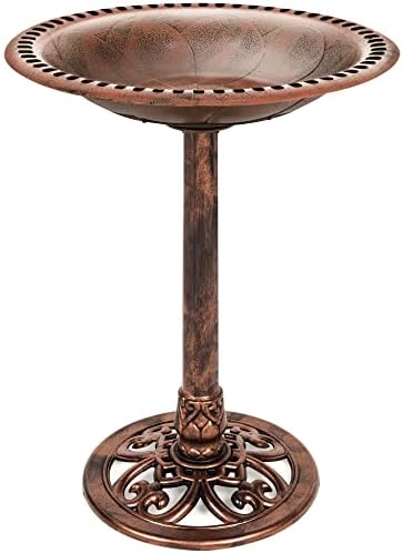 Best Choice Products Bird Bath, 28in Outdoor Resin Pedestal - Copper by BestChoiceProducts