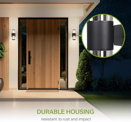 ASD Smoky Glass Outdoor Wall Lights - Up & Down 60W 120V E26 Base ETL Exterior Lighting Fixtures, LED/CFL/Incandescent Bulb Outdoor Lights for House, Waterproof Patio Wall Sconces & Porch Decor 2 Pack - Image 5