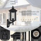 JYO 16" Motion Sensor Outdoor Wall Light Fixtures, Outdoor Wall Sconce with Seeded Glass & E26 Socket Matte Black Wall Mount Exterior Waterproof Wall Lantern for House Front Door Garage (01-BK-MA) - Image 5