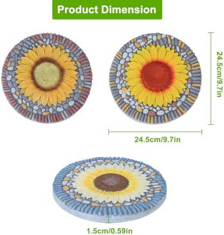 3 Pack Sunflower Stepping Stones Outdoor, 10 Inch Garden Walkway Stones - Image 3
