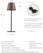 KDG 2 Pack Cordless Brown Table Lamps, Rechargeable Portable LED Desk Lamps - Image 5