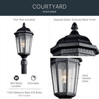 Kichler Courtyard Outdoor Post Light, Textured Black - Image 3
