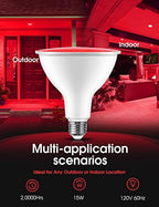 L LOHAS LED PAR38 Red Flood Light Bulbs, Christmas LED Flood Light Outdoor - Image 2
