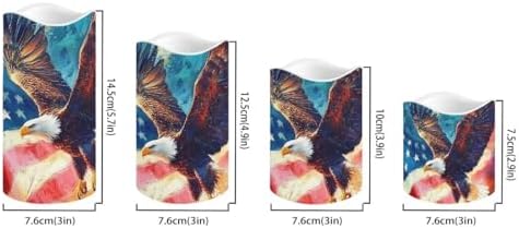 USA Eagle Flag Flameless Candles LED Pillar Candles Battery Operated Candles with Remote and Timers Color Changing Electric Fake Plastic Candles Patriotic Decoration Decor Set of 4 - Image 2