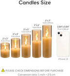 Eywamage Amber Gold Glass Flameless Pillar Candles with Remote Set of 5 - Image 2