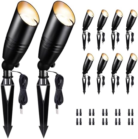 Black Outdoor Uplights, IP65 Modern Design LED Landscape Lighting, Low Voltage Aluminum Spot Light for Tree, Flag, Sign Without MR16 Bulb 10 Pack by Varmtalys