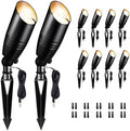 Black Outdoor Uplights, IP65 Modern Design LED Landscape Lighting, Low Voltage Aluminum Spot Light for Tree, Flag, Sign Without MR16 Bulb 10 Pack by Varmtalys