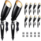 Black Outdoor Uplights, IP65 Modern Design LED Landscape Lighting, Low Voltage Aluminum Spot Light for Tree, Flag, Sign Without MR16 Bulb 10 Pack by Varmtalys