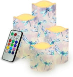 Dragonfly Candle with Remote Control Electric LED Pillar Candle Timer Color Changing Long Lasting 4 Pcs Battery Candles by Uorisanigo