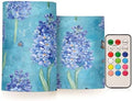 Rustic Hyacinths Turquoise Floral Flower Flameless Flickering Battery Operated Candles Electronic Lights Waterproof Led for Bedroom (prop2) 2-Piecing Set by Unknown