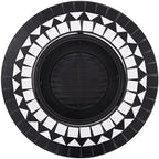 Mosaic Fire Pit Black and White 26.8 Inch Ceramic Outdoor Patio Heater with Grid and Tabletop for Garden Backyard BBQ and Warmth - Image 5