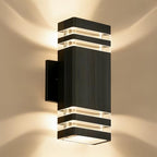 JYV Square Outdoor Wall Lights, Up and Down Outdoor Lighting, Black by JYV