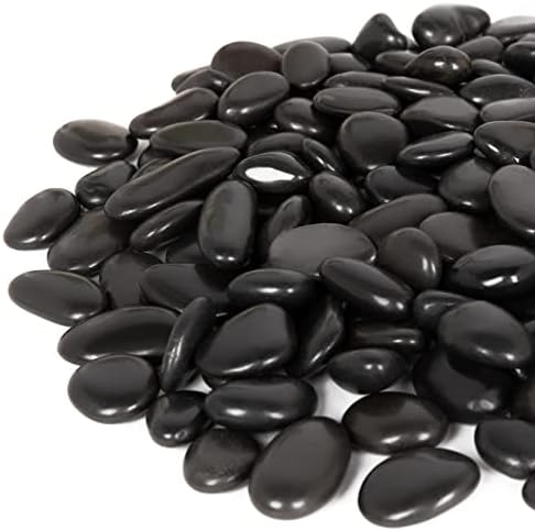15 lb Black River Rocks for Landscaping, Polished Black Pebbles for Potted Plants & Vases, Large 1-2 Inch Decorative Stones for Garden Beds, Planters & Aquariums Decor by GASPRO