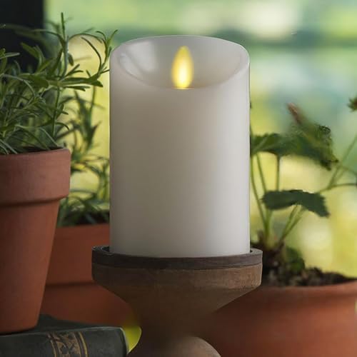 Luminara - Flameless LED Battery Operated Flickering Pillar Candles - White - Pack of 1-3x4.5 - Realistic Moving Flame Real Wax Indoor/Outdoor Decor by Luminara