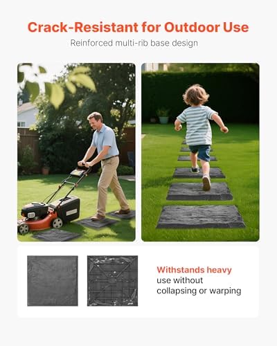 VEVOR Garden Stepping Stones, 16Pcs 15.5 x 15.5 in, Decorative Stepping Stones with Stakes, Weather-Resistant Plastic Pathway Pavers, Smooth Surface, Outdoor Walkway for Lawn Patio Landscape, Grey - Image 3